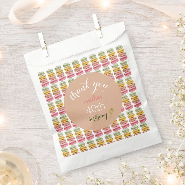 Sachets En Papier Français Macarons aquarelle peinte à la main (Coupé)