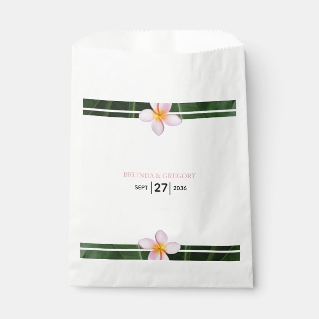 Sachets En Papier Frangipani rose Plumeria Mariage (Devant)