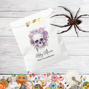 Sachets En Papier Friandises élégantes florales et crâniennes gothiq