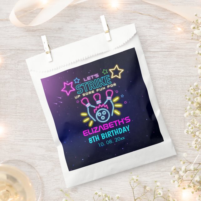 Sachets En Papier Fun Bowling Neon  Birthday Girl (Coupé)