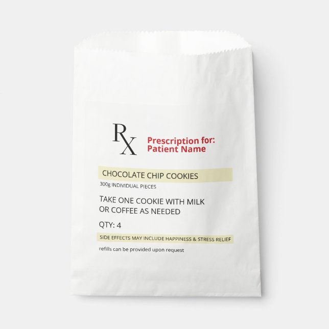 Sachets En Papier Fun Novelty Rx Prescription Étiquette cookies (Devant)