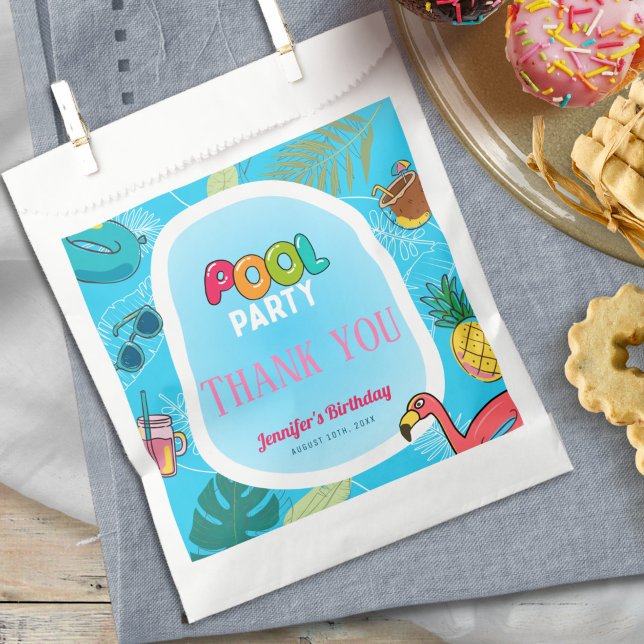 Sachets En Papier Fun Pool Party | Merci Anniversaire Palm Swimming (Créateur téléchargé)