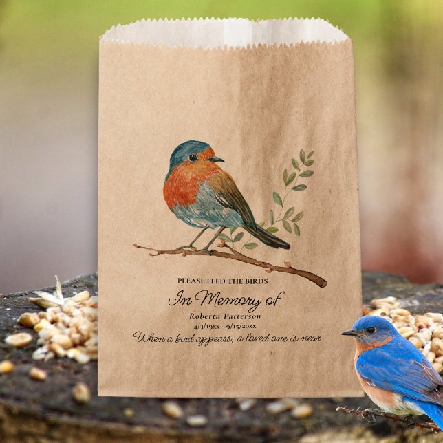 Sachets En Papier Funeral Memorial Favor Bluebird Bird Seed  (Créateur téléchargé)