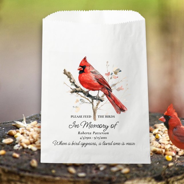 Sachets En Papier Funeral Memorial Favor Cardinal Bird Seed  (Créateur téléchargé)