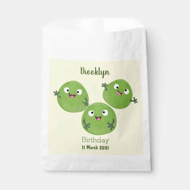 Sachets En Papier Funny Brussels sprouts légumes caricature (Devant)