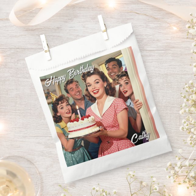 Sachets En Papier Funny Retro Friends Personalized  Birthday (Coupé)