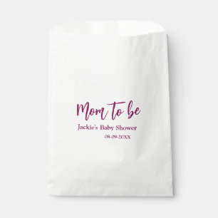 Sachets En Papier Futur maman baby shower nom date rose simple minim