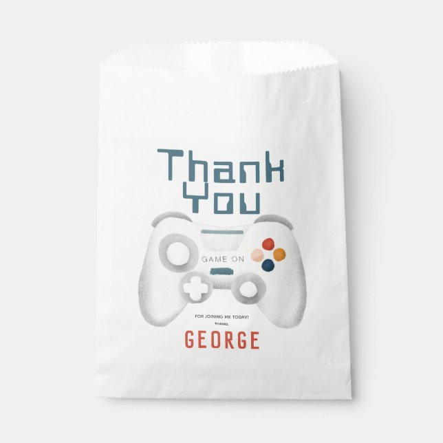 Sachets En Papier Garçons Cool Blue Gaming Anniversaire de enfant (Devant)