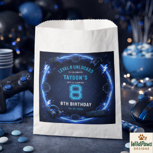 Sachets En Papier Garçons Moderne Cool Bleu Jeux 8ème Anniversaire