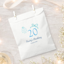 Gâteau à ruban bleu pour 20e anniversaire nom date