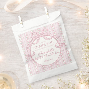 Sachets En Papier Gâteau de Baby Shower Fleuris Élégant Vintage Rose