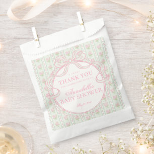 Sachets En Papier Gâteau de Baby Shower Floral Fancy Vintage Vert