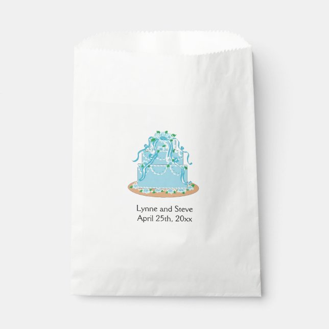 Sachets En Papier Gâteau de Mariage Bleu (Devant)
