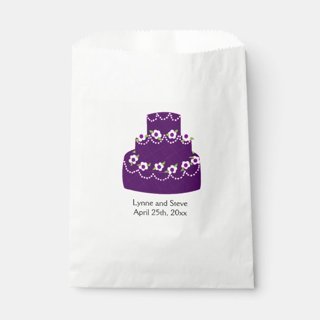 Sachets En Papier Gâteau de mariage violet (Devant)