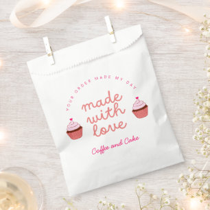 Sachets En Papier Gâteau et café faits avec amour Cupcake