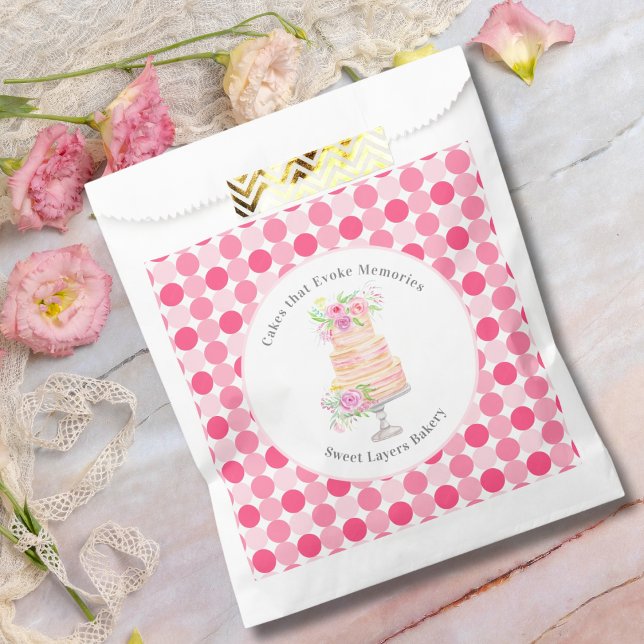 Sachets En Papier Gâteau superposé à l'aquarelle chic avec boulanger (Créateur téléchargé)