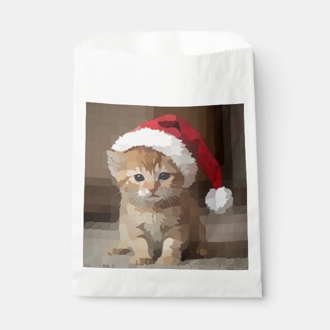 Sachets En Papier Gato fofo em noite de Natal. (Devant)