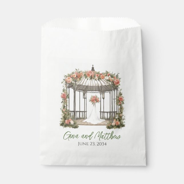 Sachets En Papier Gazebo Floral Roses mariage Favoriser le sac à gât (Devant)
