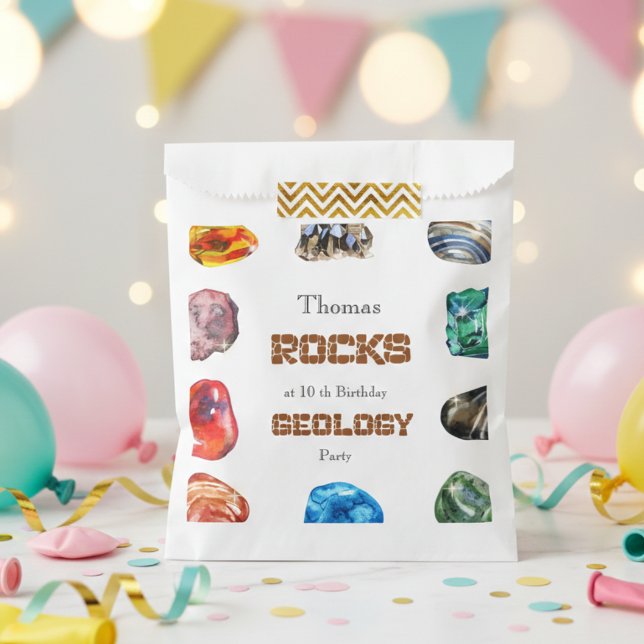 Sachets En Papier Géologie fête d'anniversaire roche gemstone (Créateur téléchargé)