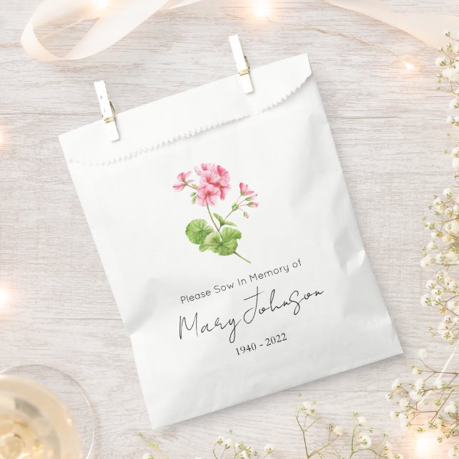 Sachets En Papier Géranium | Paquet de graines simple Funérailles  (Coupé)