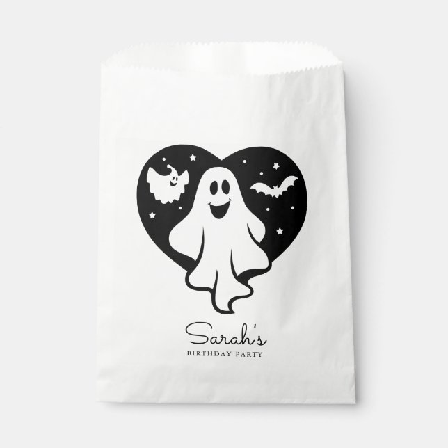 Sachets En Papier Ghost Halloween mignon Avec Coeur Et Chat (Devant)