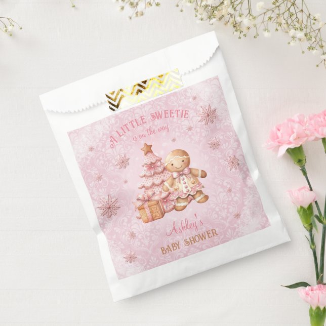 Sachets En Papier Gingerbread Man Girl Pink Christmas Baby Shower (Scellé)