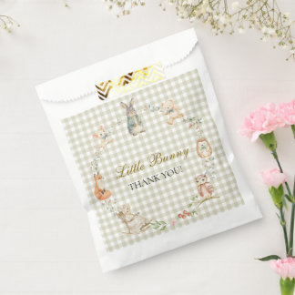 Sachets En Papier Gingham Little Bunny Woodland Animals Baby Shower