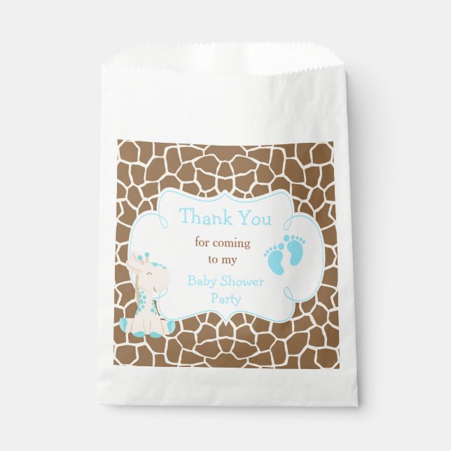 Sachets En Papier Giraffe Blue Boy Baby shower Party (Devant)