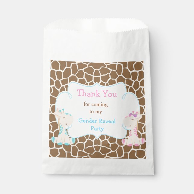 Sachets En Papier Giraffe Boy & Girl Genre Revevela Party (Devant)