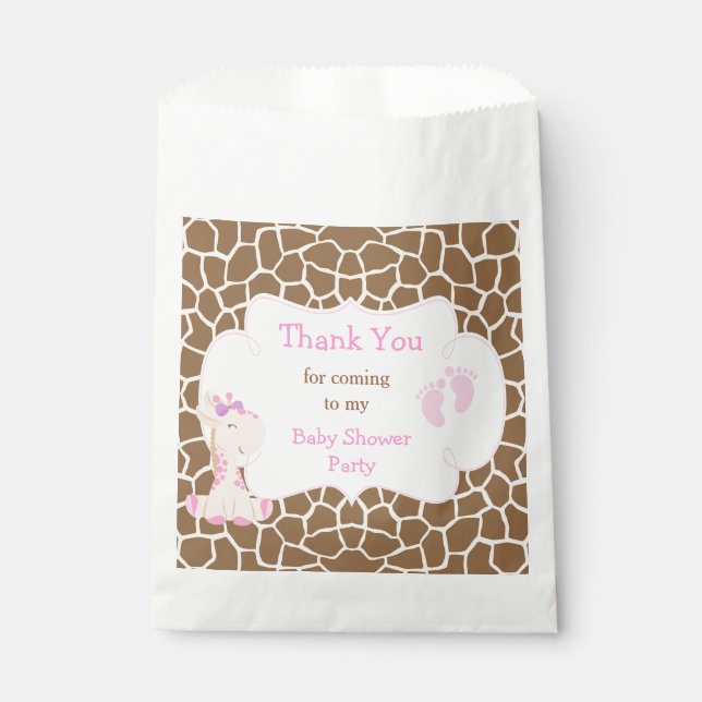 Sachets En Papier Giraffe Pink Fille Baby shower (Devant)