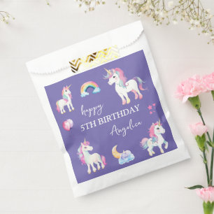 Sachets En Papier Girl Purple Unicorn Anniversaire