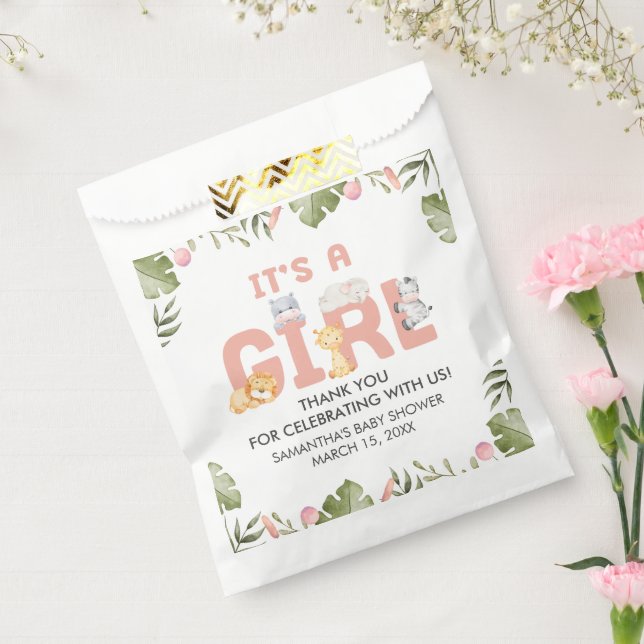 Sachets En Papier Girl Safari Animal Baby Shower  (Scellé)