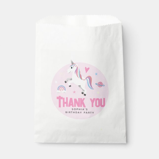 Sachets En Papier Girls Cute Pink RainbowUnicorn  (Devant)
