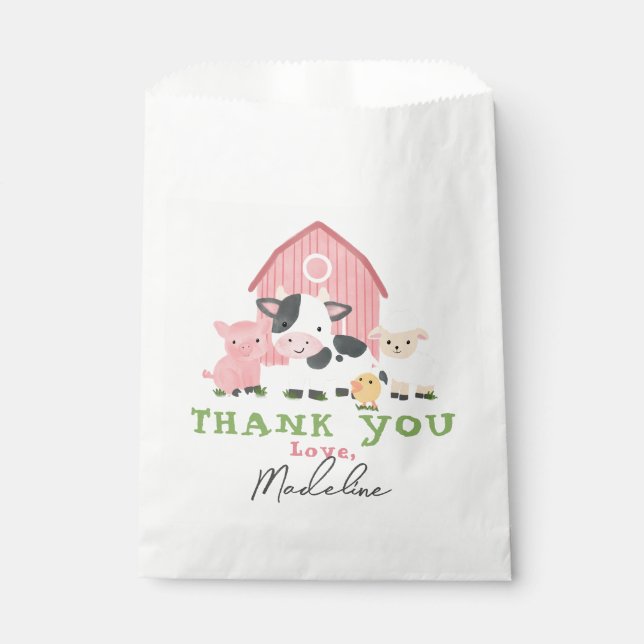 Sachets En Papier Girls Pink Farm Animal Barnyard Birthday (Devant)