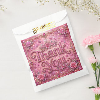 Sachets En Papier Girly Élégant Pailleté Rose Pâle Merci