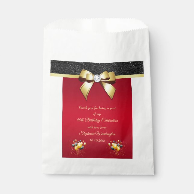 Sachets En Papier Glamour, Élégance Romantique Anniversaire Merci (Devant)