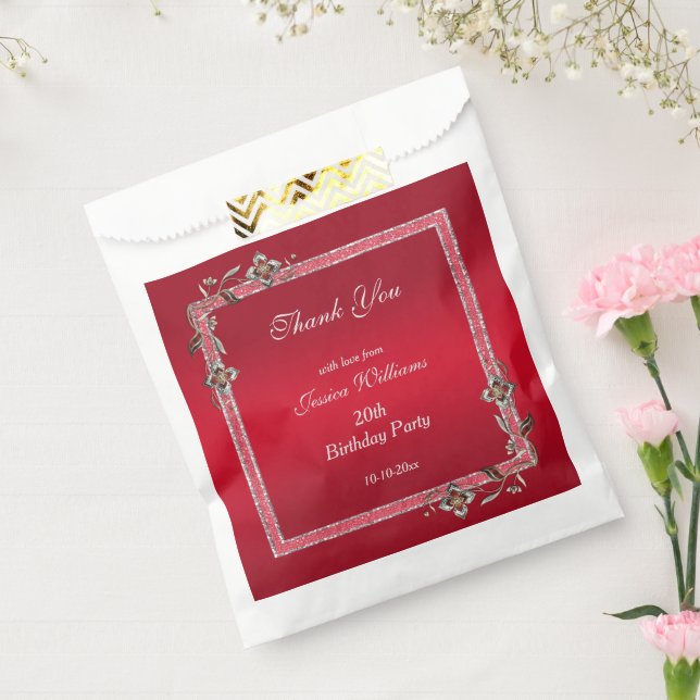 Sachets En Papier Glamour Ruby Red Gems & Parties scintillant Annive (Scellé)