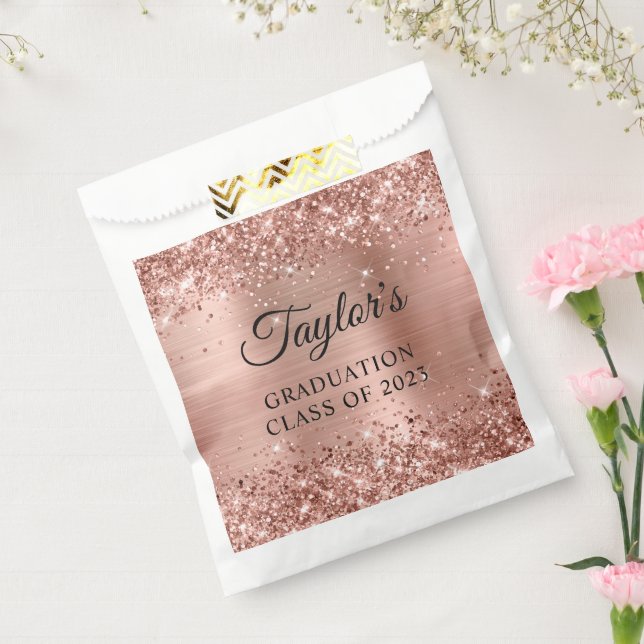 Sachets En Papier Glitterie Rose Gold Foil Graduation (Scellé)