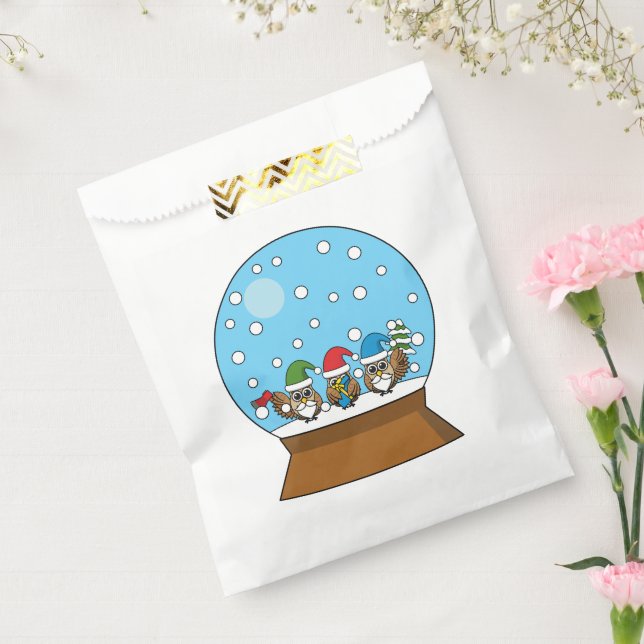 Sachets En Papier Globe des neiges avec trois Chouettes Gnomes (Scellé)