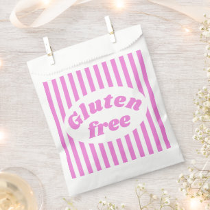 Sachets En Papier Gluten Gratuit Rose blanc bonbon Stripe