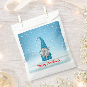 Sachets En Papier Gnome bleu sur neige