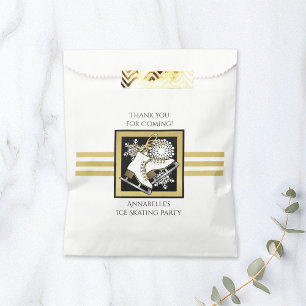 Sachets En Papier Gold Black White Ice Skate Party Merci