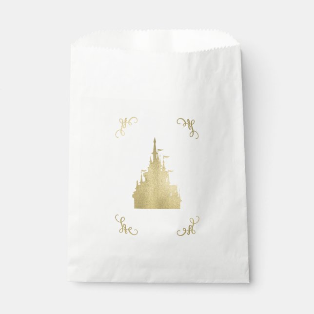 Sachets En Papier Gold Foil Princess Drapeau Castle Storybook Party (Devant)