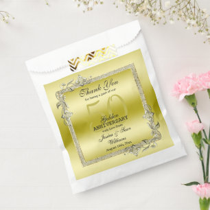 Sachets En Papier Gold Gem & Parties scintillant 50e Anniversaire du