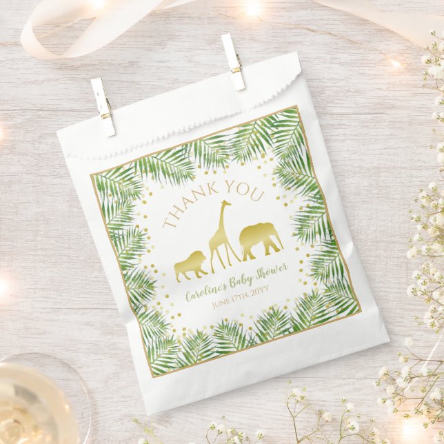 Sachets En Papier Gold Safari Baby shower Tropical Treat Favoriser S (Coupé)