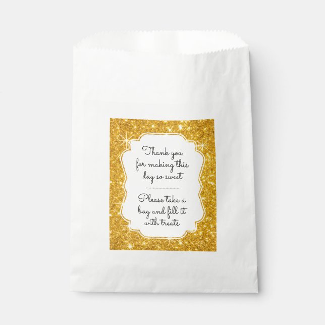 Sachets En Papier Gold Sparkle Bonbon Buffet Favoriser Sac (Devant)