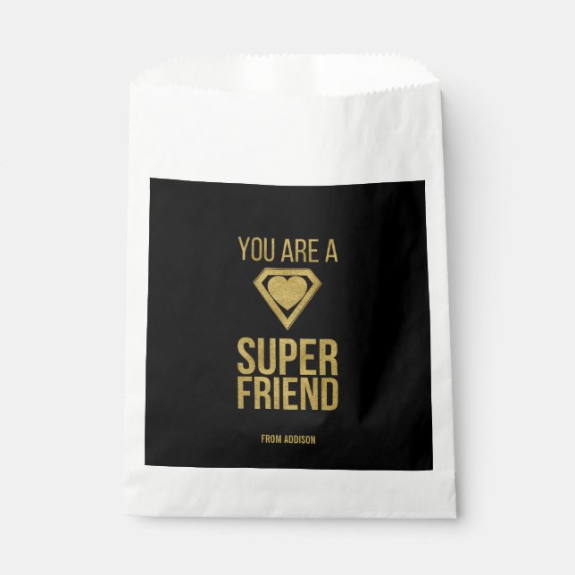 Sachets En Papier Gold Superhero ami Valentine Favoriser sac (Devant)