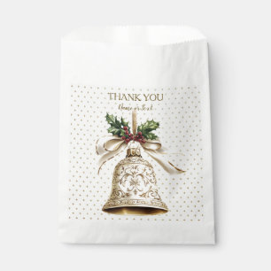 Sachets En Papier Golden Christmas Bell Shiny Stars Green Feuilles