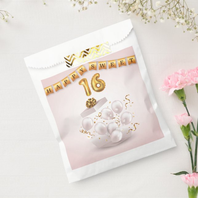 Sachets En Papier Golden Glow  Sweet 16 Balloons  (Scellé)