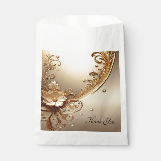 Sachets En Papier Golden Ornate Floral Favor Bag